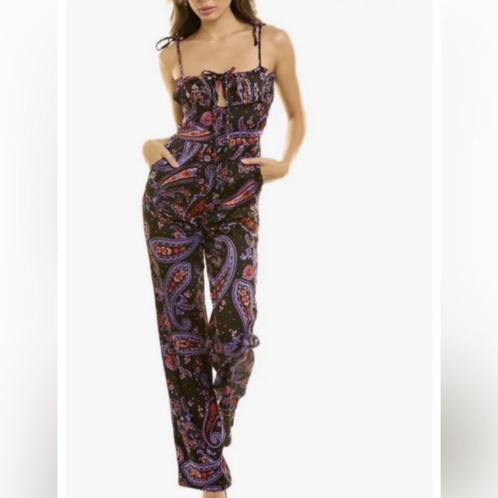 NWT Danielle Bernstein We Wore What Womens Red Purple Paisley Pantsuit SIZE 4